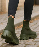 Bota Feminina Tratorada Knit de Inverno Urbano | Soled